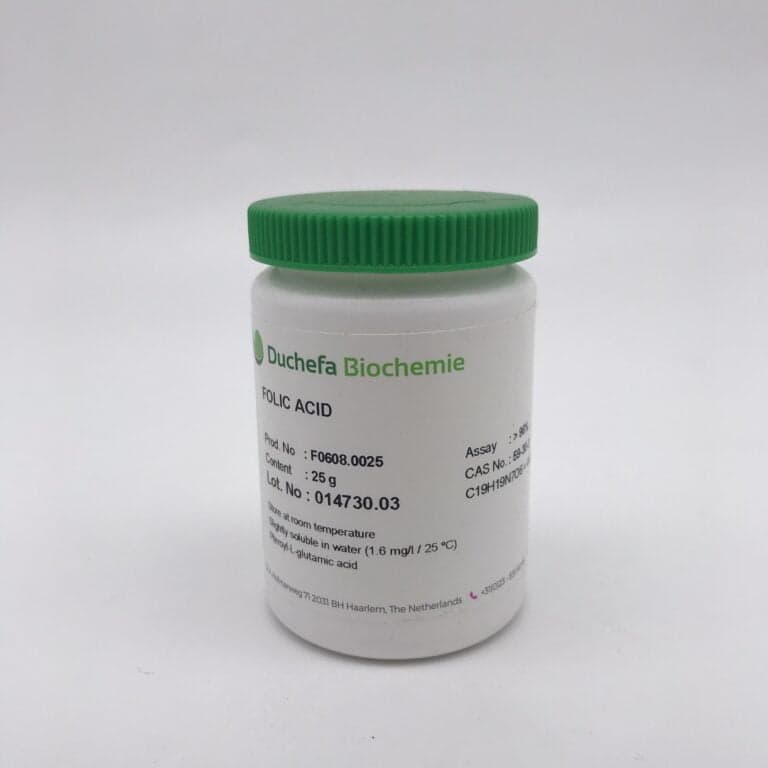 Folic acid 96% (Vitamin B9 Chai 25G Duchefa Cas 59-30-3)